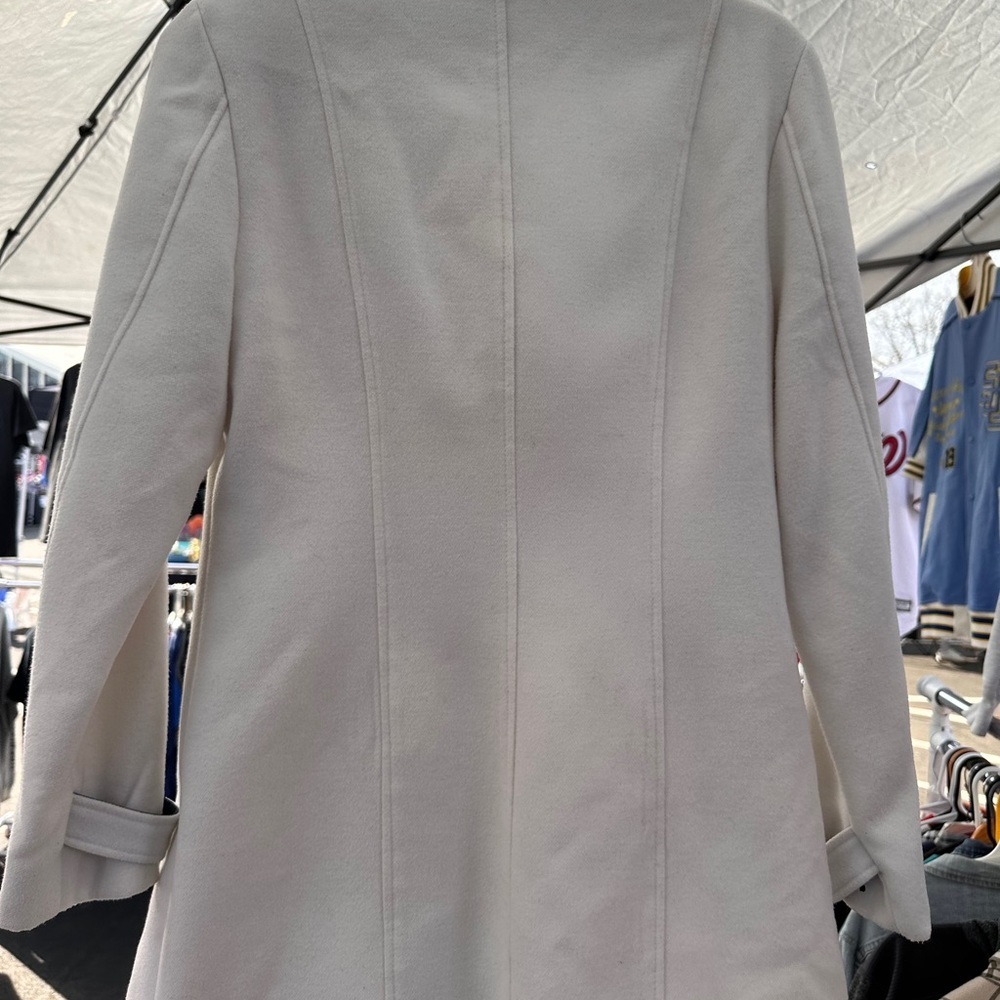 BCX Cream Double-Breasted Pea Coat with Black Accents - Picture 4 of 6
